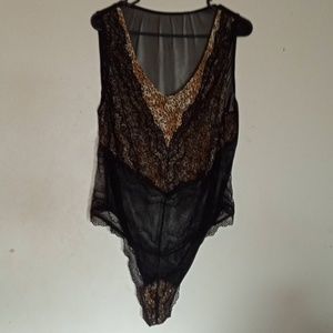 Black lace cheetah print bodysuit (BB)
